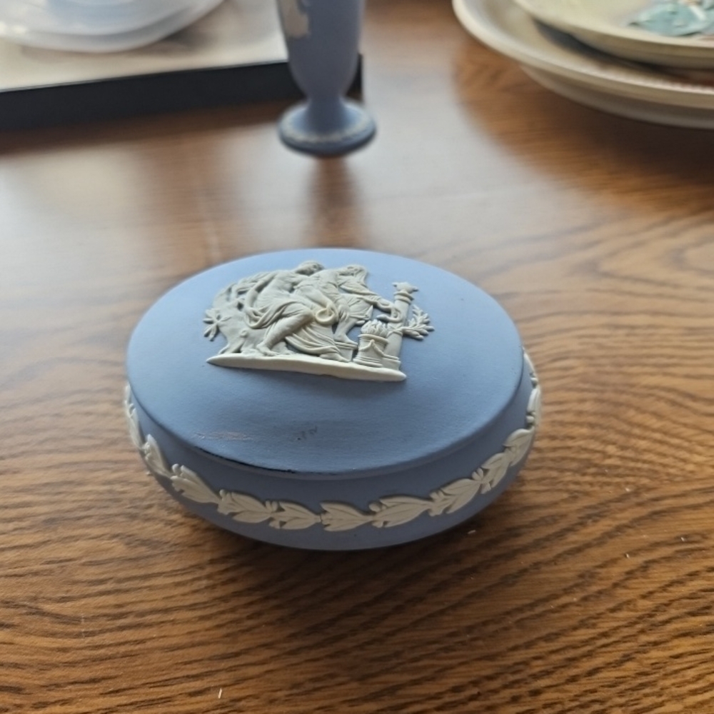 Vintage Wedgewood Blue and Cream Ival Trinket Box
